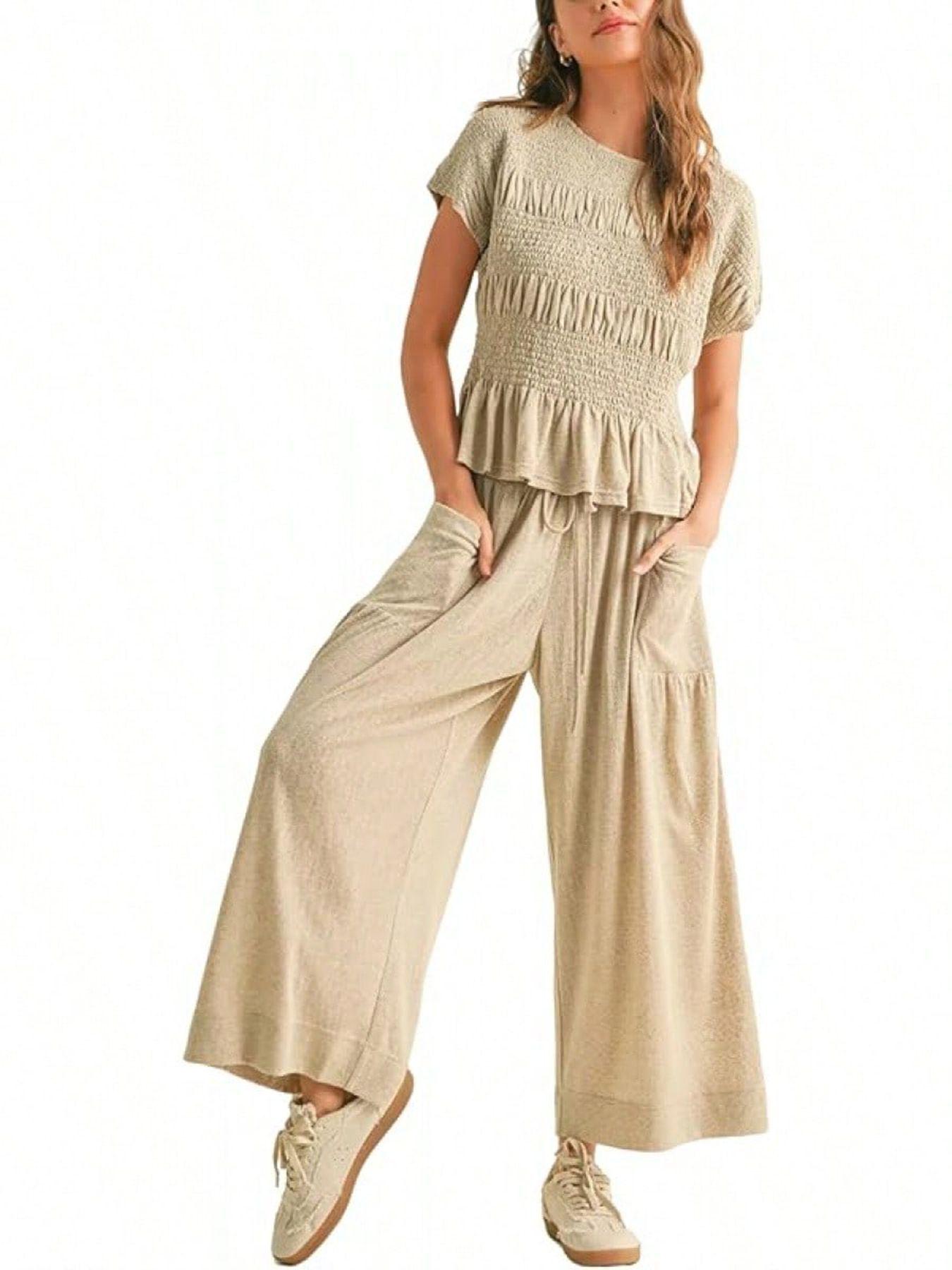 2026 European & American Women s Summer 2-Piece Set: Ruched Top & Wide-Leg Pants. XL
2026 European & American Women s Summer 2-Piece Set: Ruched Top & Wide-Leg Pants. XL