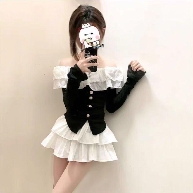 French Style One-Shoulder Bell Sleeve Pleated Skirt Set for Spring & Autumn - Petite Two-Piece Ensemble S
French Style One-Shoulder Bell Sleeve Pleated Skirt Set for Spring & Autumn - Petite Two-Piece Ensemble S