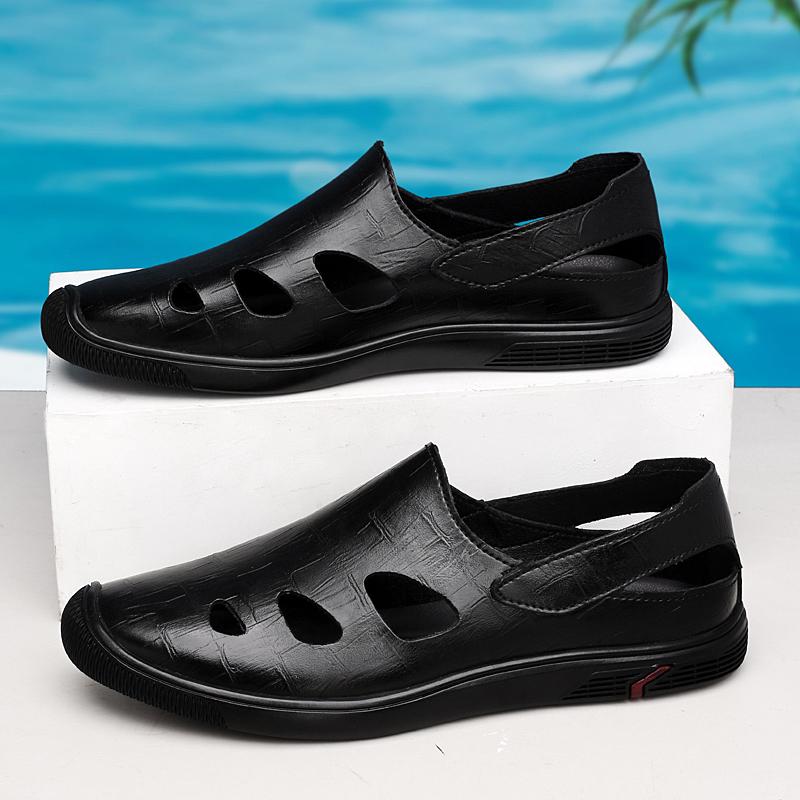 Мужские сандалии из натуральной кожи, однотонные, с полым носком, препятствующим столкновению, дышащие, с плоским дном, противоскользящие, универсальные мужские сандалии 46 чёрный
Мужские сандалии из натуральной кожи, однотонные, с полым носком, препятствующим столкновению, дышащие, с плоским дном, противоскользящие, универсальные мужские сандалии 46 чёрный