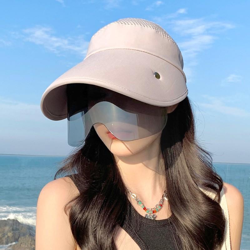 Летние солнцезащитные линзы с УФ-защитой Пустая шляпа от солнца с защитой от УФ-лучей Широкие поля визуально уменьшают лицо Уличная плоская шляпа для велоспорта average size серый