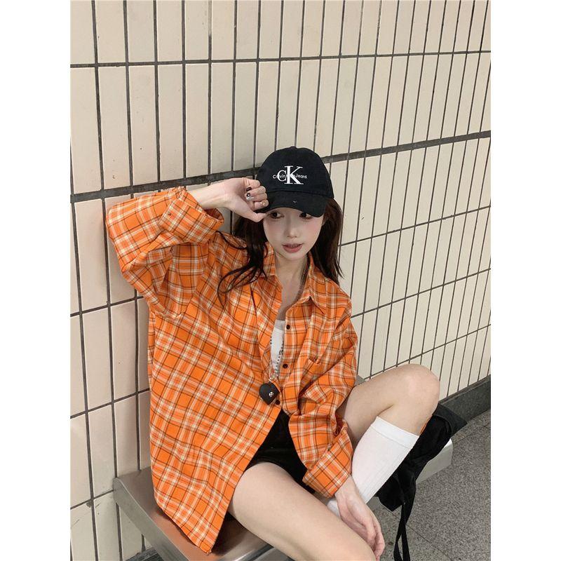 Kumikumi Idle Style Orange Plaid Long sleeve Shirts Women clothes Autumn Loose Slimming Mid-Length Age Reducing Top Orange Gingham One size
Kumikumi Idle Style Orange Plaid Long sleeve Shirts Women clothes Autumn Loose Slimming Mid-Length Age Reducing Top Orange Gingham One size