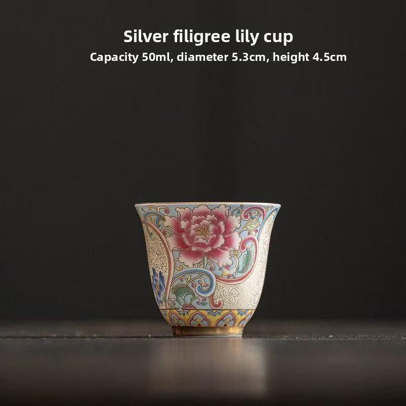 PureSilver Filigree Enamel Thousand Flower Master Cup Palace Style Tea Tasting Cup Single Kung Fu Tea Set Fragrance Smelling Cup 200ml
PureSilver Filigree Enamel Thousand Flower Master Cup Palace Style Tea Tasting Cup Single Kung Fu Tea Set Fragrance Smelling Cup 200ml