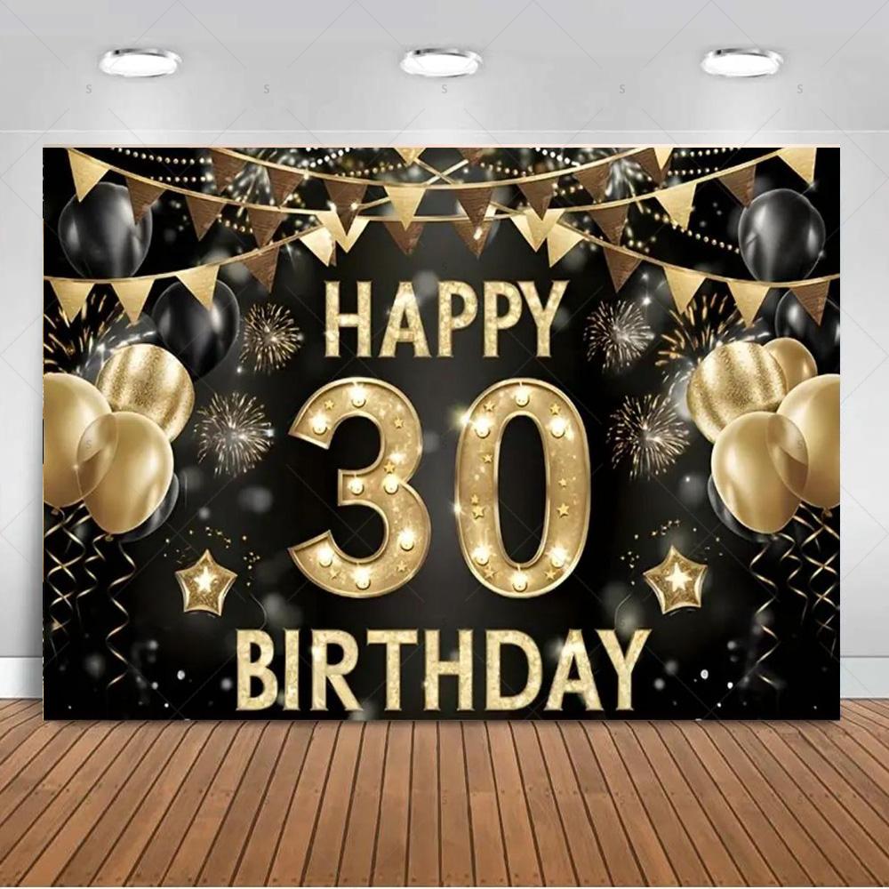 30th Birthday Party Decorations 30 Years Old Backdrop Supplies Black Gold Balloons Glitter Background Banner Photography Props 90x60CM
30th Birthday Party Decorations 30 Years Old Backdrop Supplies Black Gold Balloons Glitter Background Banner Photography Props 90x60CM