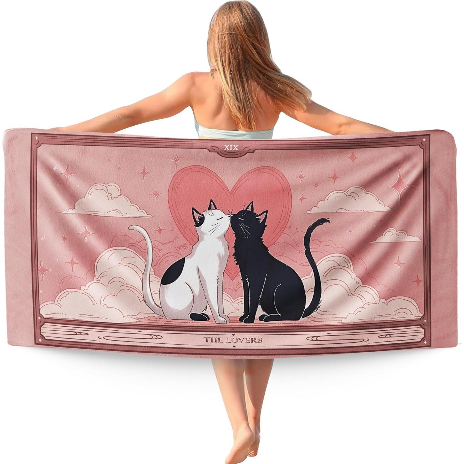 Pink Cat Valentine Beach Towel,Valentines Honeymoon Wedding Beach Towels Gifts for Women Girls, Preppy Coquette Quick Dry Travel W30*H60(CM)
Pink Cat Valentine Beach Towel,Valentines Honeymoon Wedding Beach Towels Gifts for Women Girls, Preppy Coquette Quick Dry Travel W30*H60(CM)