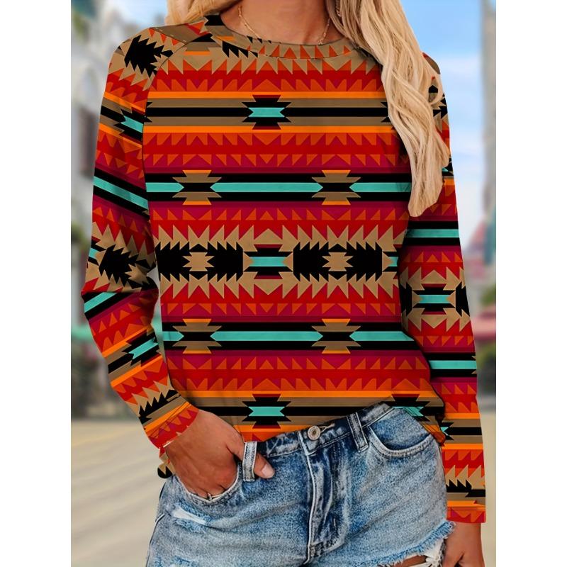 Geometric Print Crew Neck T-Shirt, Casual Long Sleeve Top For Spring & Fall, Women s Clothing
Geometric Print Crew Neck T-Shirt, Casual Long Sleeve Top For Spring & Fall, Women s Clothing