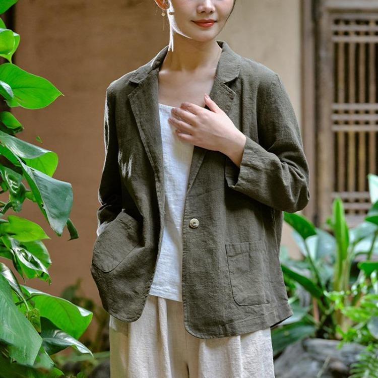 Vintage Linen Coat for Women Solid Color Tailored Long Sleeve Turn Down Collar Spring Single Button Coats Johnature One Size білий
Vintage Linen Coat for Women Solid Color Tailored Long Sleeve Turn Down Collar Spring Single Button Coats Johnature One Size білий