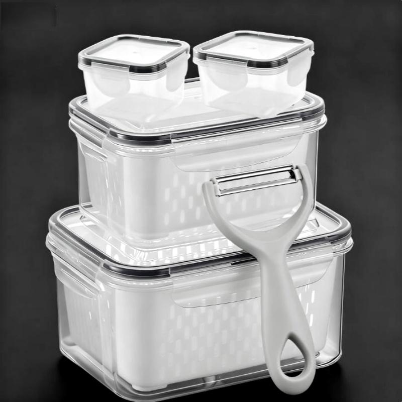 7pcs/set-4 Freshness Boxes+2 Drainage Baskets+1 Peeler Combination, Used for Fruits, Vegetables, Meat, and Dry Goods
7pcs/set-4 Freshness Boxes+2 Drainage Baskets+1 Peeler Combination, Used for Fruits, Vegetables, Meat, and Dry Goods