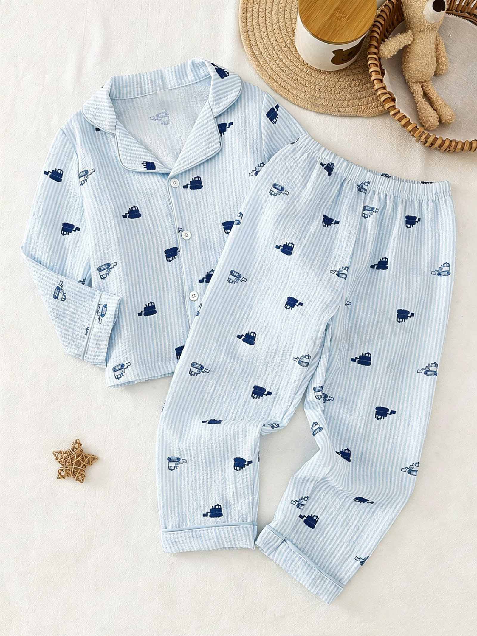 Boys Pajama Set, Construction Truck Print Long Sleeve Button Down Sleepwear, Lightweight Loungewear for Kids 4-7 Years 7Y синій
Boys Pajama Set, Construction Truck Print Long Sleeve Button Down Sleepwear, Lightweight Loungewear for Kids 4-7 Years 7Y синій