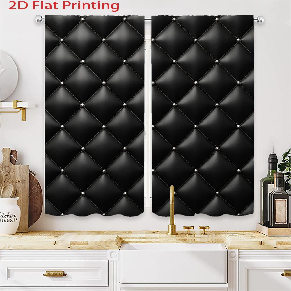 Set Of 2 Black Quilted Leather Curtains Stud Detail Flat Print Semi Transparent Polyester Living Room Bedroom Decor Curtain With Rod Pocket Perfect W100*H70(CM)-Rod Pocket&1PCS
Set Of 2 Black Quilted Leather Curtains Stud Detail Flat Print Semi Transparent Polyester Living Room Bedroom Decor Curtain With Rod Pocket Perfect W100*H70(CM)-Rod Pocket&1PCS