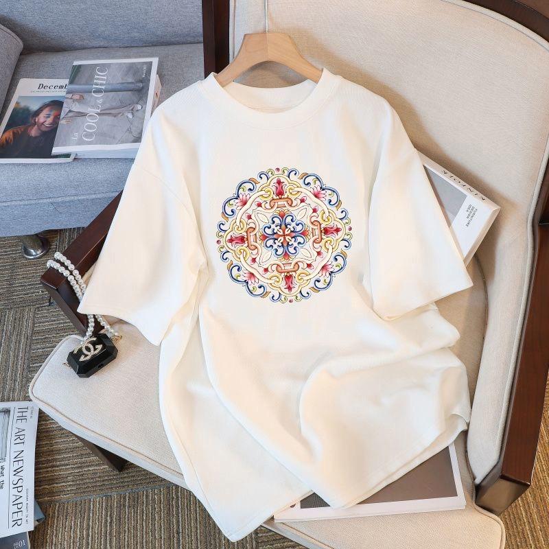 Chinese ethnic style short sleeved top 2024 summer new womens Tshirt white fashionable loose bottom top pattern Tshirt 4XL
Chinese ethnic style short sleeved top 2024 summer new womens Tshirt white fashionable loose bottom top pattern Tshirt 4XL