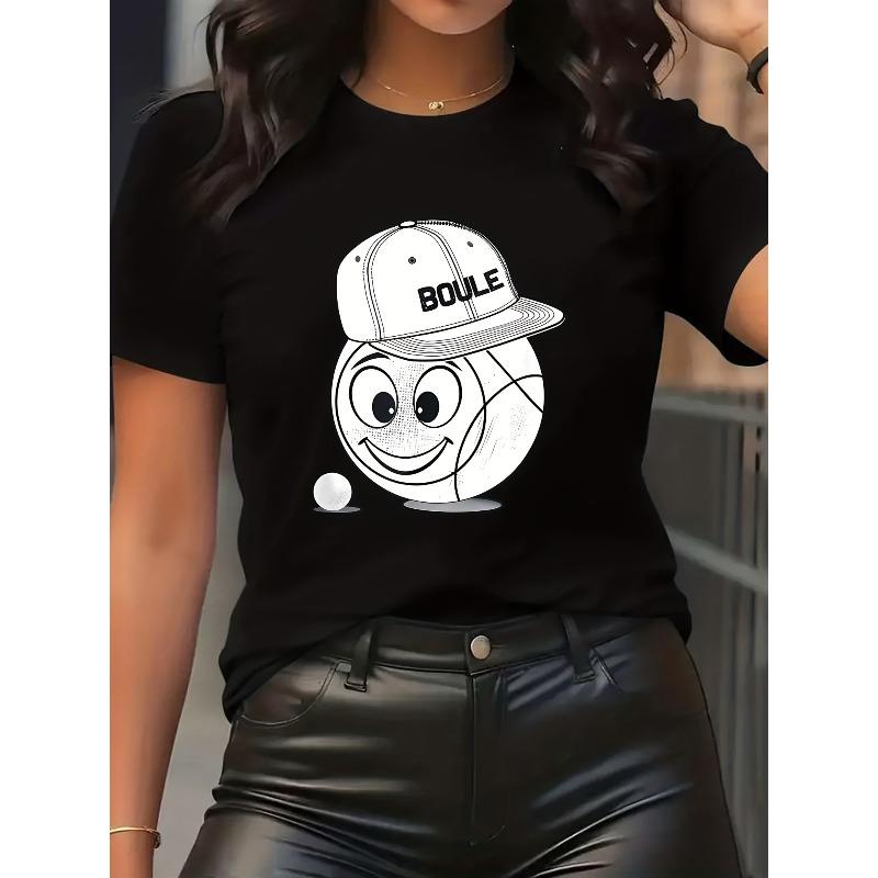 Women s Boule & French Lettering Print T-Shirt Casual Short Sleeve Round Neck Bowling Sport Tee 4XL чорний
Women s Boule & French Lettering Print T-Shirt Casual Short Sleeve Round Neck Bowling Sport Tee 4XL чорний