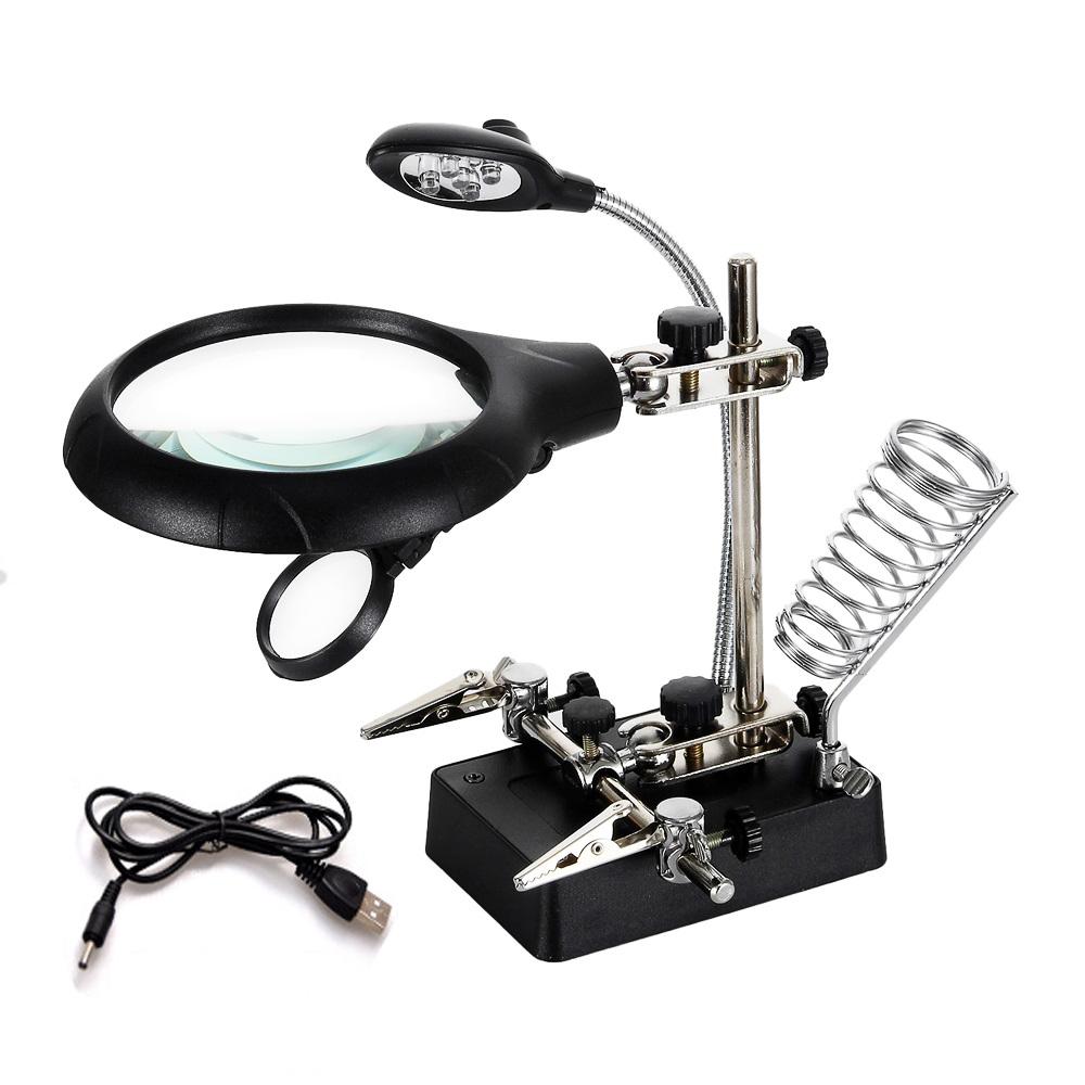 Welding Magnifying Glass Clamp 5 LED Auxiliary Glass Clip Magnifier Hand Soldering Solder Iron Stand Holder Station Repair Tool
Welding Magnifying Glass Clamp 5 LED Auxiliary Glass Clip Magnifier Hand Soldering Solder Iron Stand Holder Station Repair Tool