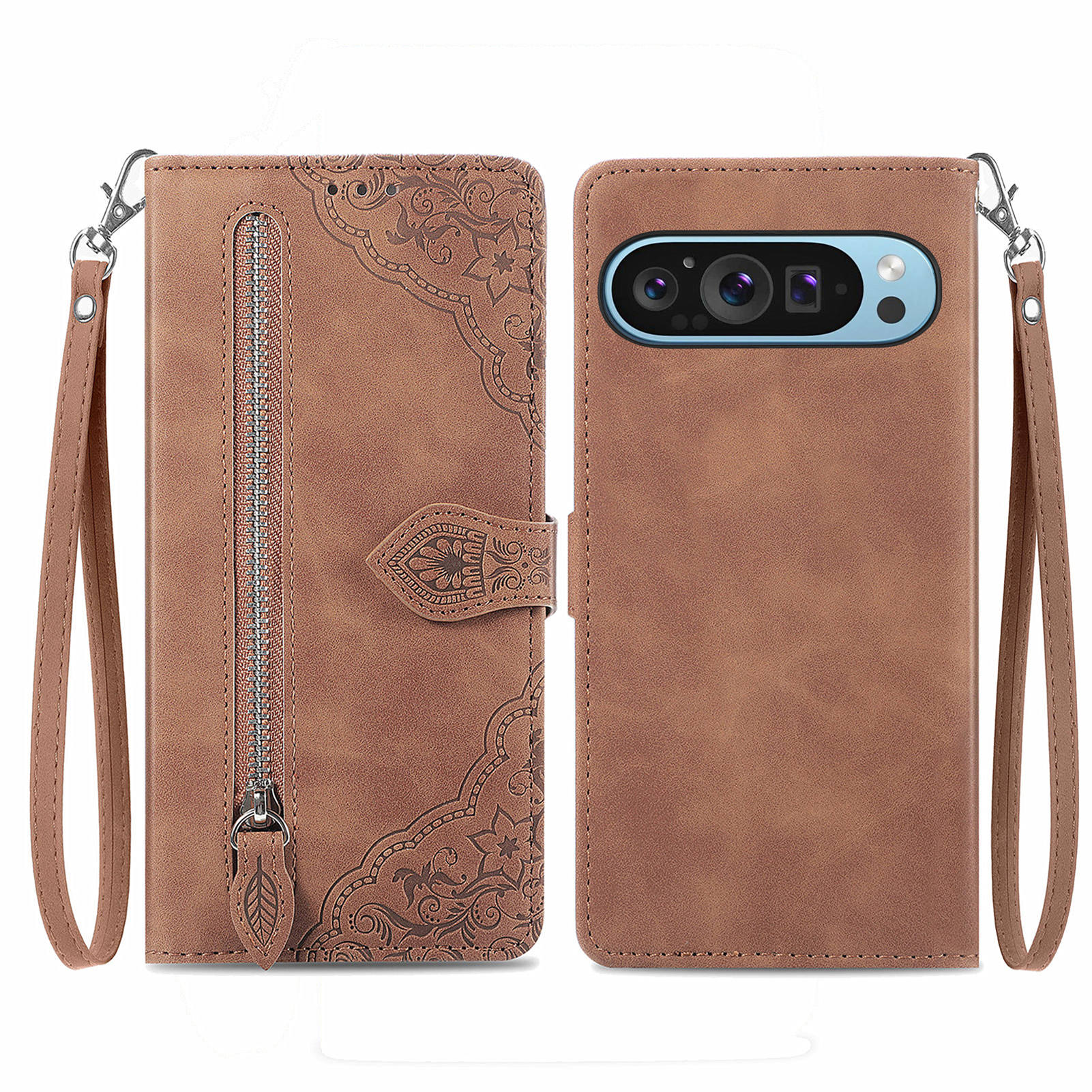For Google Pixel 10 Pro XL/9 Pro XL Zipper Wallet Case with Strap Flower Imprint PU Leather Phone Cover Brown
For Google Pixel 10 Pro XL/9 Pro XL Zipper Wallet Case with Strap Flower Imprint PU Leather Phone Cover Brown