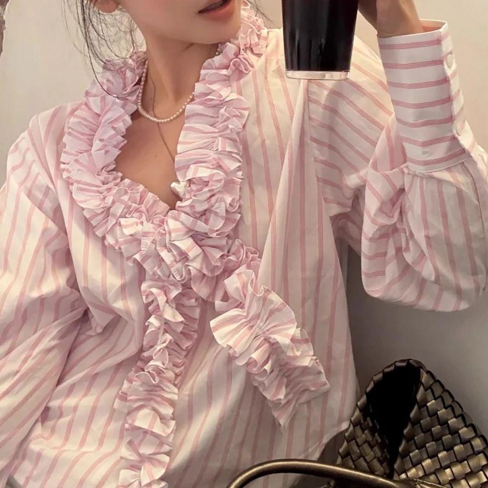 Sweet Deep V Flouce Shirt Ruffle Women Shirt Top Elegant Long Sleeve Shirts Ladies S білий/рожевий
Sweet Deep V Flouce Shirt Ruffle Women Shirt Top Elegant Long Sleeve Shirts Ladies S білий/рожевий