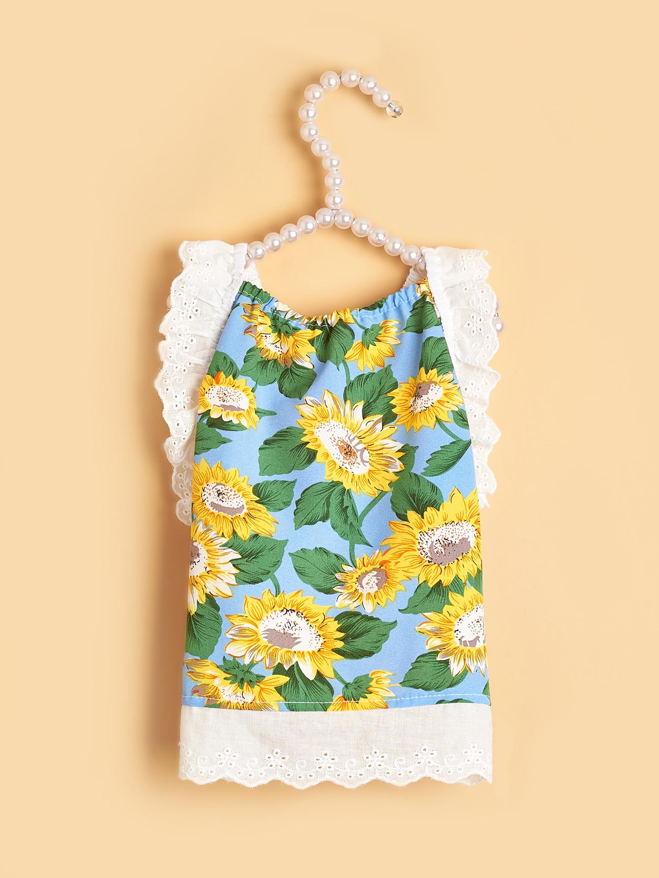 Pet Dress, Sunflower Print Dog Skirt with Lace Ruffles, INS - Style Puppy Outfit, Cute Breathable Summer Kitten Cat Clothes, XS(old) синий
Pet Dress, Sunflower Print Dog Skirt with Lace Ruffles, INS - Style Puppy Outfit, Cute Breathable Summer Kitten Cat Clothes, XS(old) синий