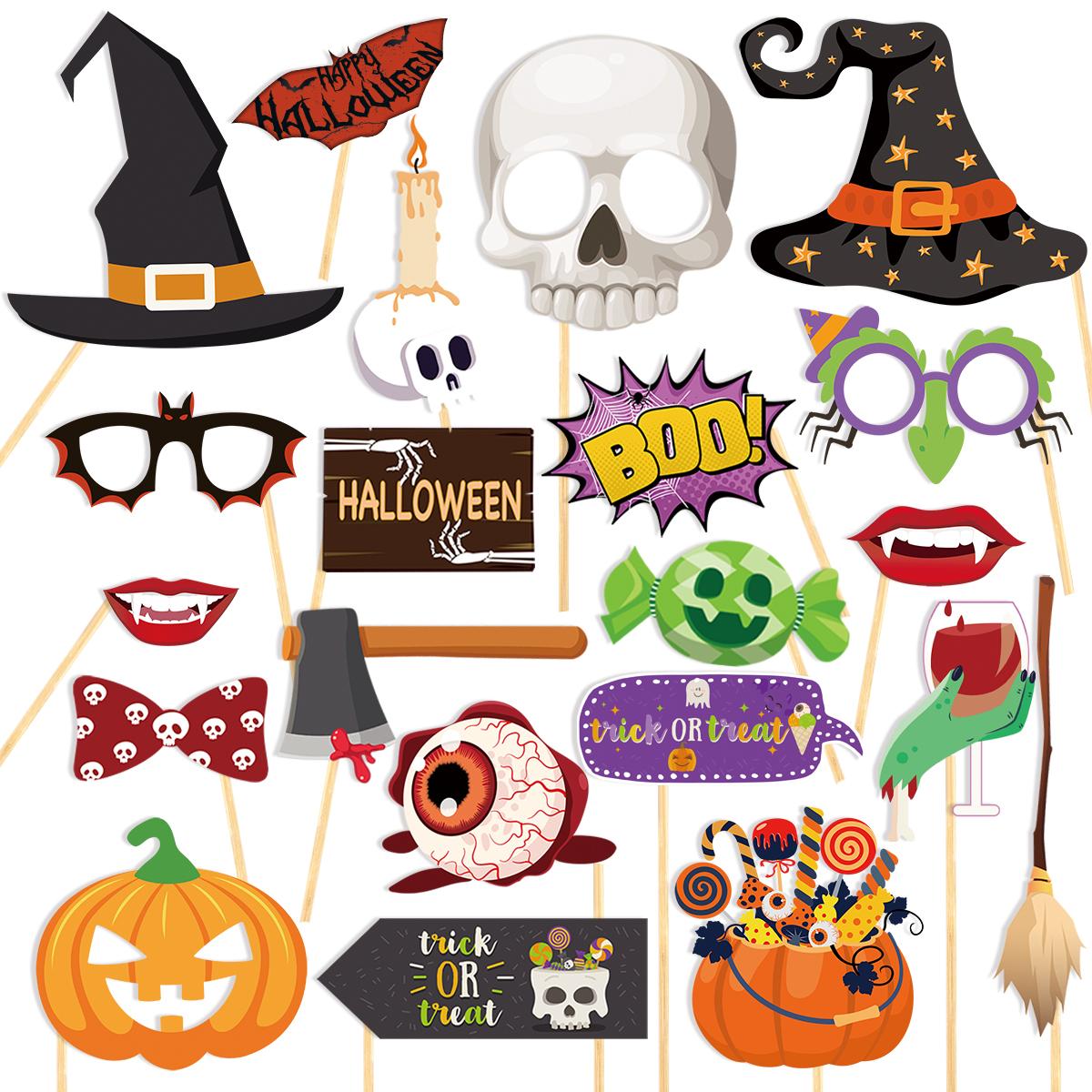 20pcs Halloween Photo Booth Props Horror Spooky Skull Pumpkin Selfie costume Photo Props funny Halloween Party Dress up Decor
20pcs Halloween Photo Booth Props Horror Spooky Skull Pumpkin Selfie costume Photo Props funny Halloween Party Dress up Decor