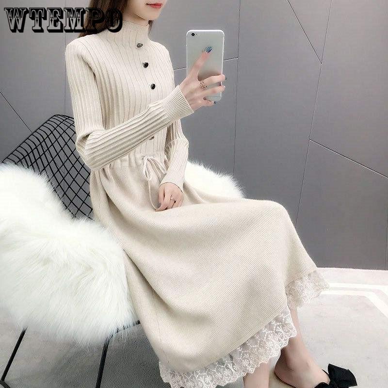 Knee-length Long Dress for Women Solid Color Long-sleeved Warm Knitted Dress for Autumn and Winter Half Turtleneck Knitted Sweater 2XL
Knee-length Long Dress for Women Solid Color Long-sleeved Warm Knitted Dress for Autumn and Winter Half Turtleneck Knitted Sweater 2XL