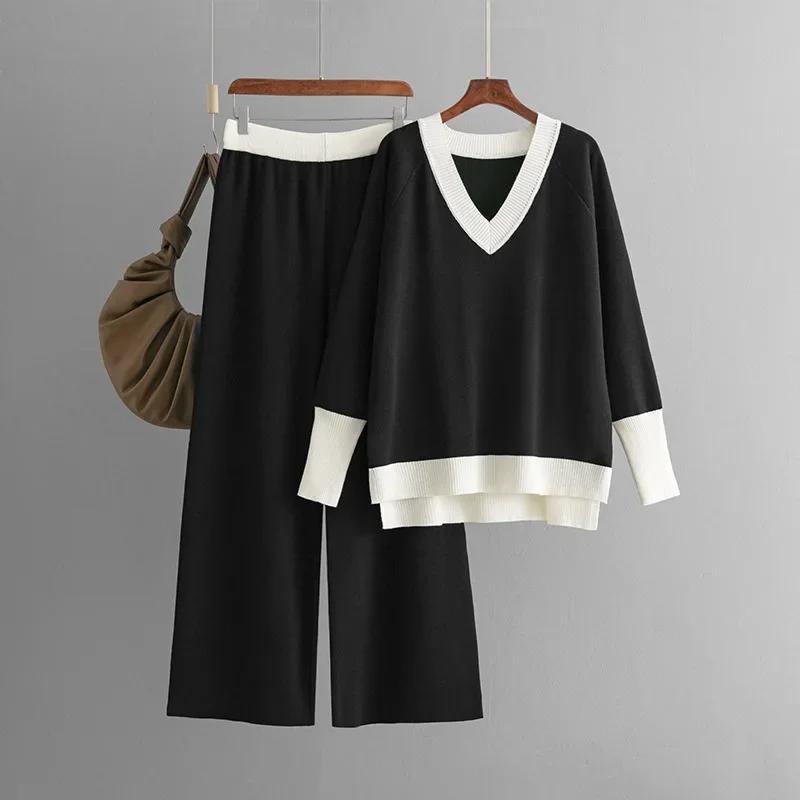 Women s Fashion Casual Outfit 2026 Fall Winter - New V-Neck Color Block Knit Sweater Loose Wide Leg Pants Two-Piece Set One Size чёрный
Women s Fashion Casual Outfit 2026 Fall Winter - New V-Neck Color Block Knit Sweater Loose Wide Leg Pants Two-Piece Set One Size чёрный
