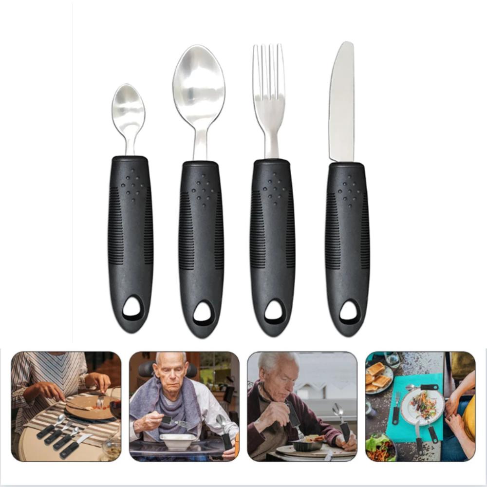 Soft rubber Handle Anti-Shake Adaptive Tableware Disabled Elderly stainless steel Knife Fork Spoon Rehabilitation Food Aid Set
Soft rubber Handle Anti-Shake Adaptive Tableware Disabled Elderly stainless steel Knife Fork Spoon Rehabilitation Food Aid Set