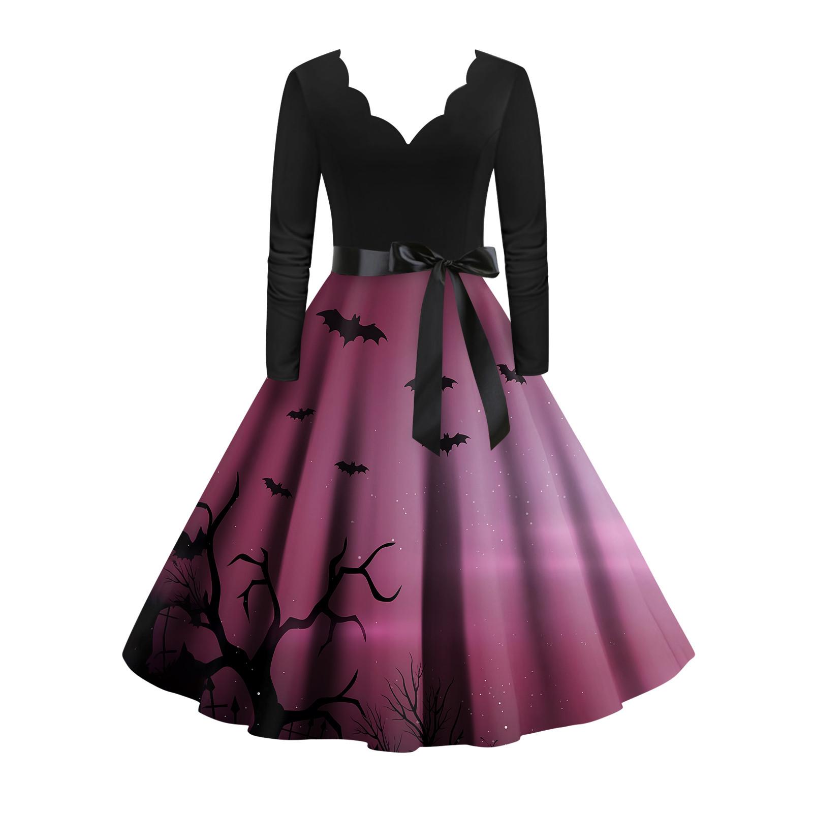 Женское винтажное классическое платье с вырезом на талии и галстуком-бабочкой с длинными рукавами на Хэллоуин с принтом и V-образным вырезом, свободное платье XXXL
Женское винтажное классическое платье с вырезом на талии и галстуком-бабочкой с длинными рукавами на Хэллоуин с принтом и V-образным вырезом, свободное платье XXXL