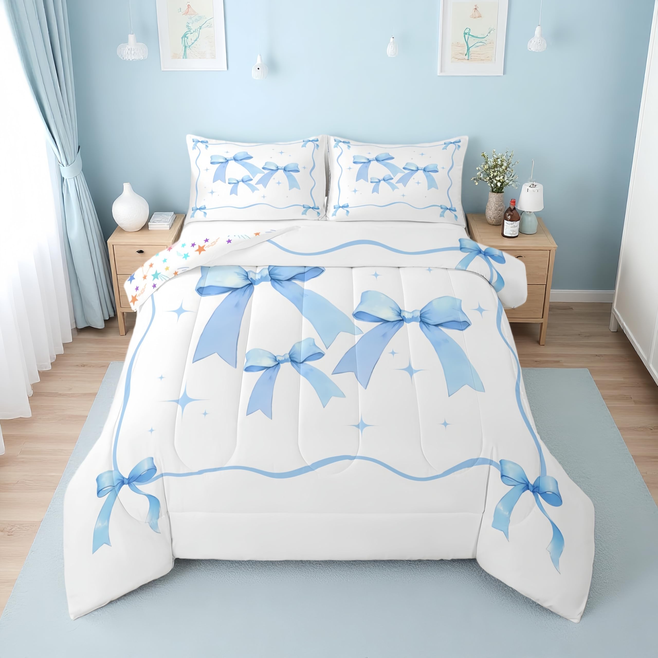 Erosebridal Blue and White Bow Twin Comforter Set for Girls | Cute Blue Ribbon Bow Tie Bedding Sets for Kids Women, Coquette Bowknot Bed Set 155x200cm
Erosebridal Blue and White Bow Twin Comforter Set for Girls | Cute Blue Ribbon Bow Tie Bedding Sets for Kids Women, Coquette Bowknot Bed Set 155x200cm