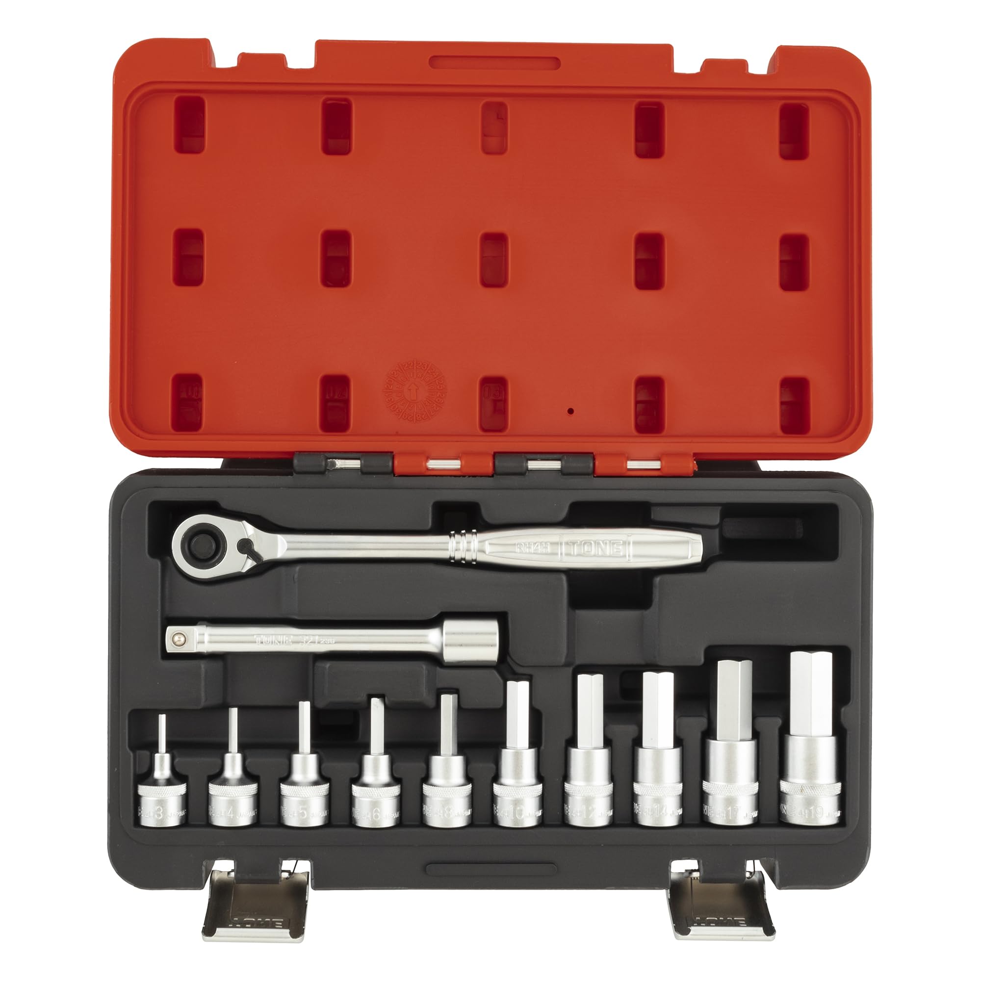 TONE Hexagon Socket Wrench Set H4100MP Drive Angle Red Contents 12 items 12.7mm (1/2 ) червоний
TONE Hexagon Socket Wrench Set H4100MP Drive Angle Red Contents 12 items 12.7mm (1/2 ) червоний