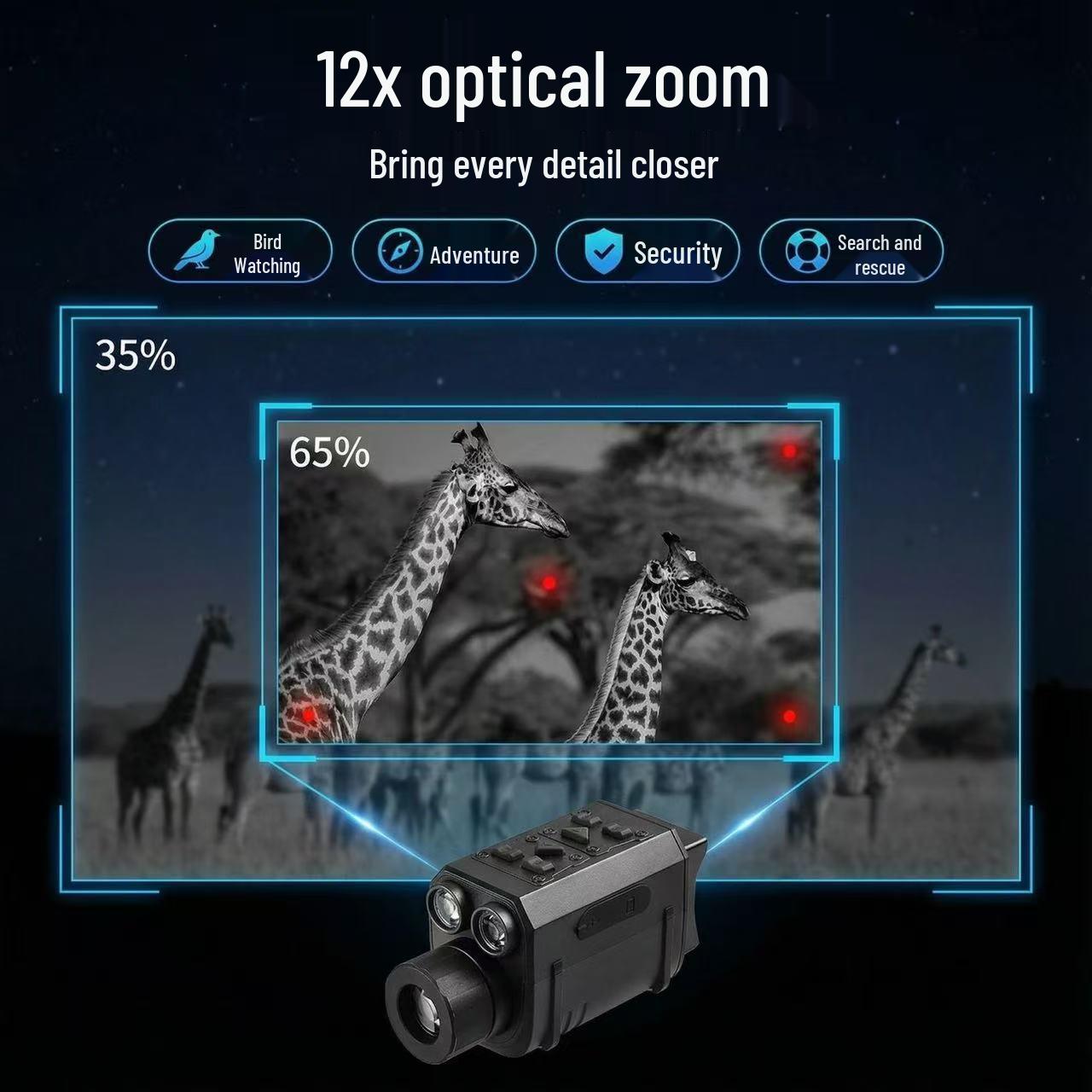4K HD Monocular Night Vision Device with Illuminator for Outdoor Use
4K HD Monocular Night Vision Device with Illuminator for Outdoor Use