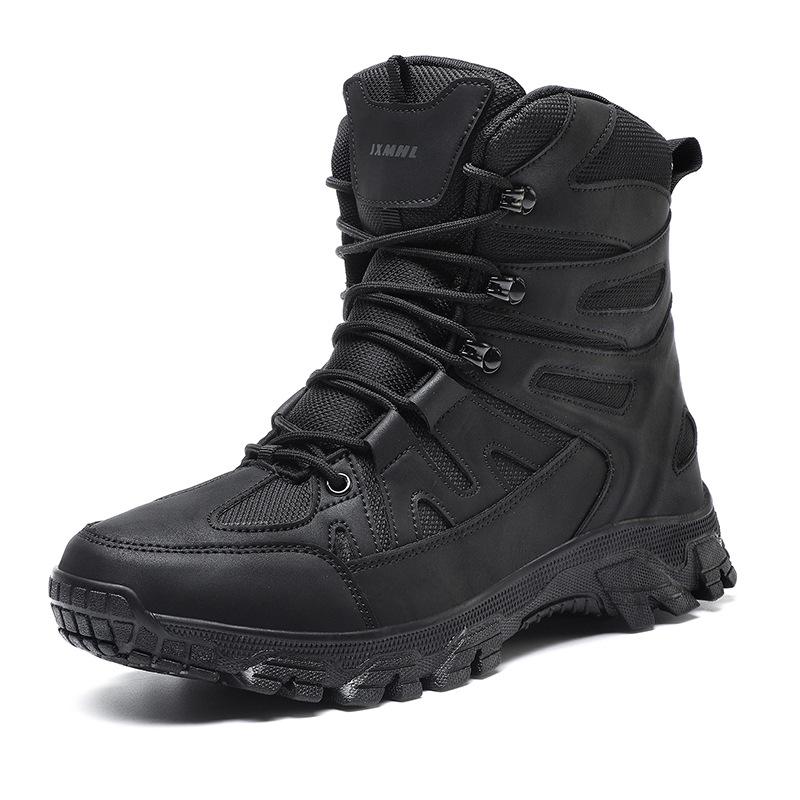 Уличная обувь большого размера для мужчин, спортивная обувь для бездорожья, осенне-зимняя обувь с высоким верхом для пеших прогулок, уличная обувь на платформе, нескользящая обувь для пеших прогулок для мужчин 47 чёрный