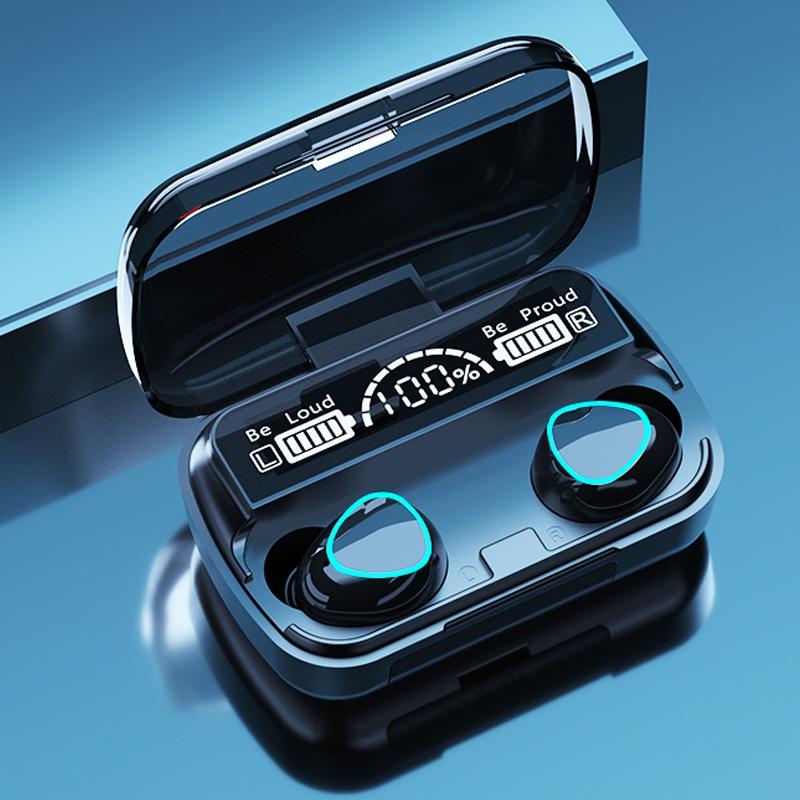 Бездротові навушники TWS Навушники Зарядний пристрій 1200 мАг. Bluetooth-сумісні стереонавушники Гарнітури з мікрофоном чорний
Бездротові навушники TWS Навушники Зарядний пристрій 1200 мАг. Bluetooth-сумісні стереонавушники Гарнітури з мікрофоном чорний