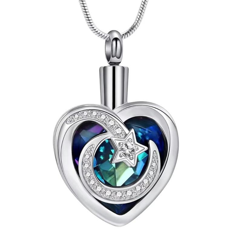 Elegant Cremation Jewelry Heart Urn Necklace Embellished Secure Storage Space Customizable Length Pet Gift синій
Elegant Cremation Jewelry Heart Urn Necklace Embellished Secure Storage Space Customizable Length Pet Gift синій