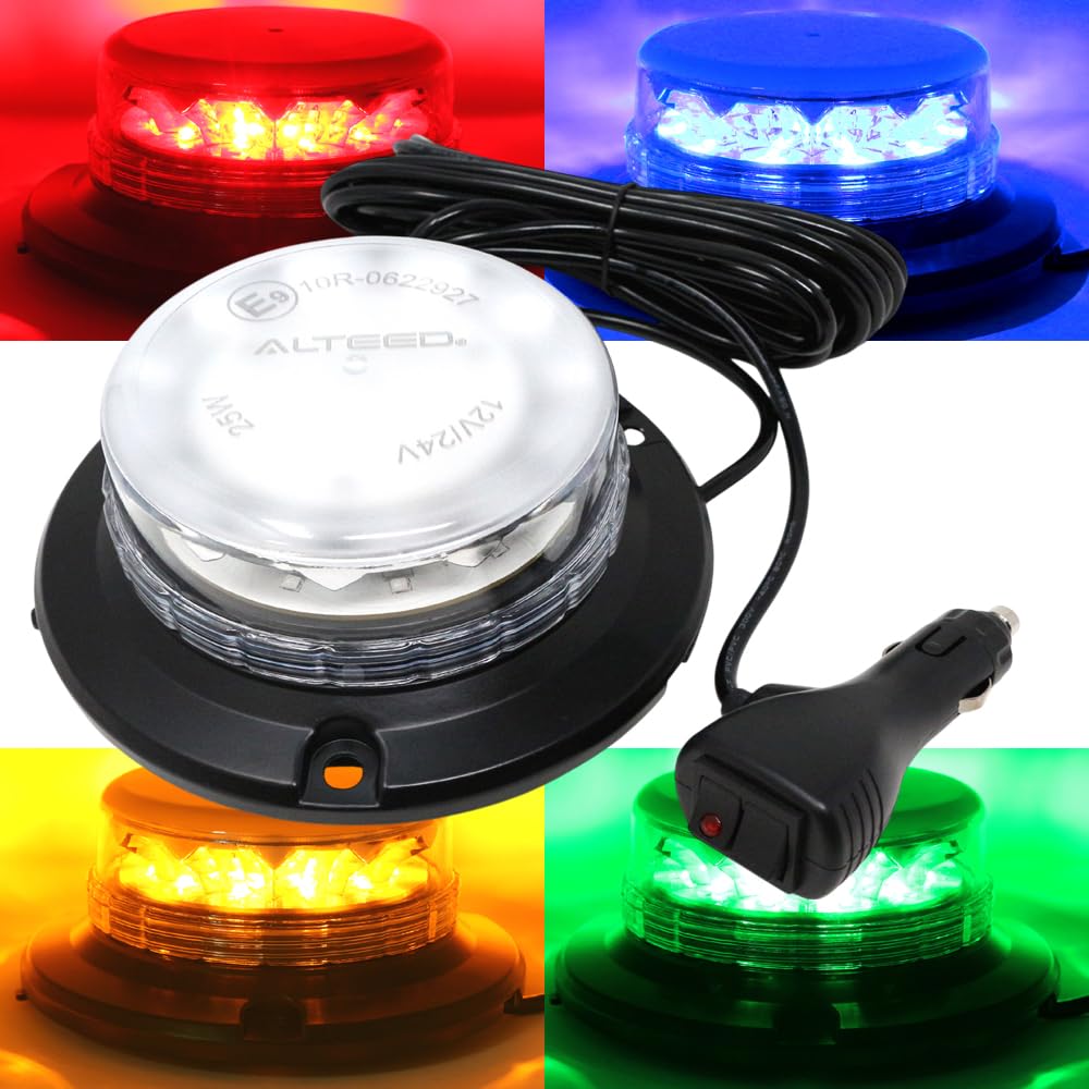 ALTEED 4-Color Switchable LED Rotating Flashing Light, Patrol Light, Red, Blue, Yellow, Green, for 12V/24V Cars and Trucks
ALTEED 4-Color Switchable LED Rotating Flashing Light, Patrol Light, Red, Blue, Yellow, Green, for 12V/24V Cars and Trucks