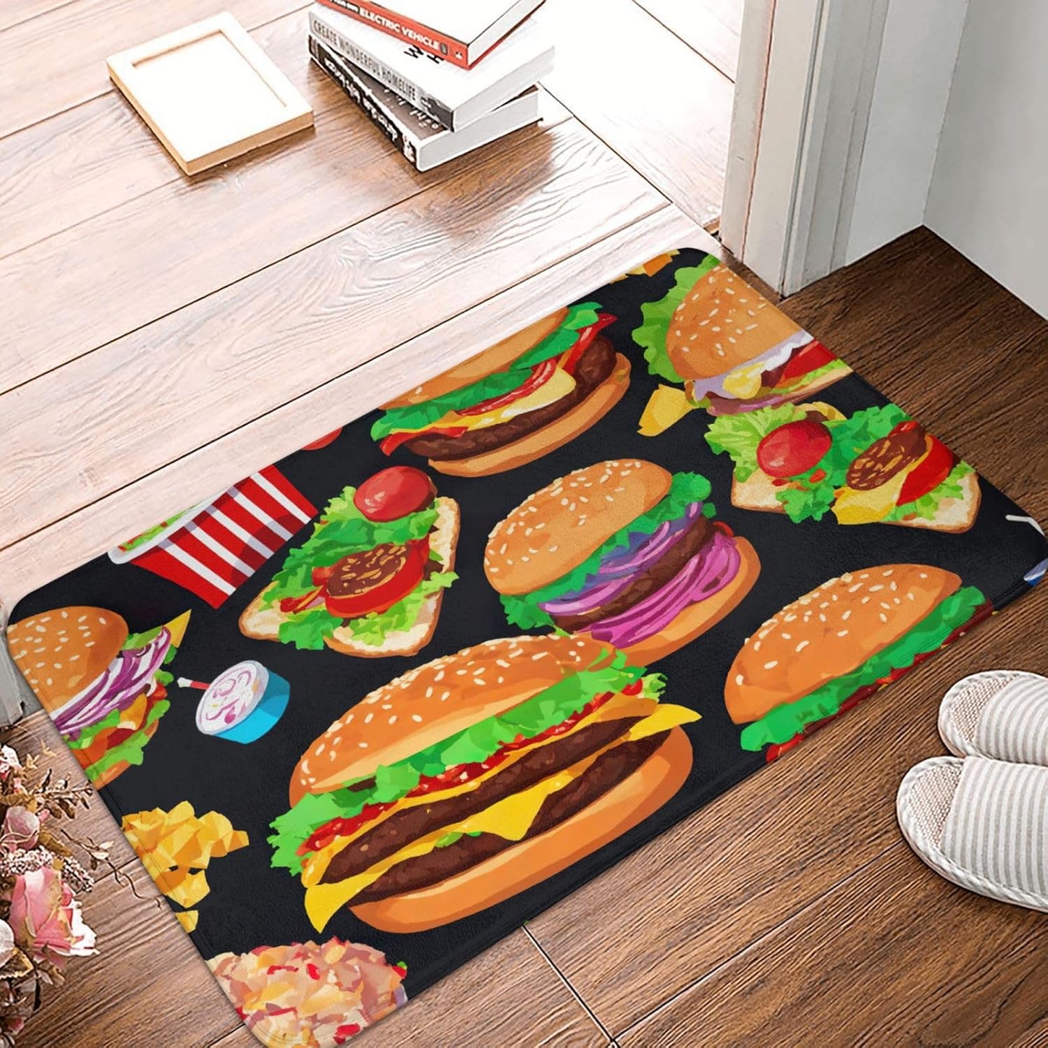 Food Pattern Funny Print Front Door Rug for Indoor Outdoor Entrance,Welcome Mat with Flannel Fabric 40x60cm
Food Pattern Funny Print Front Door Rug for Indoor Outdoor Entrance,Welcome Mat with Flannel Fabric 40x60cm