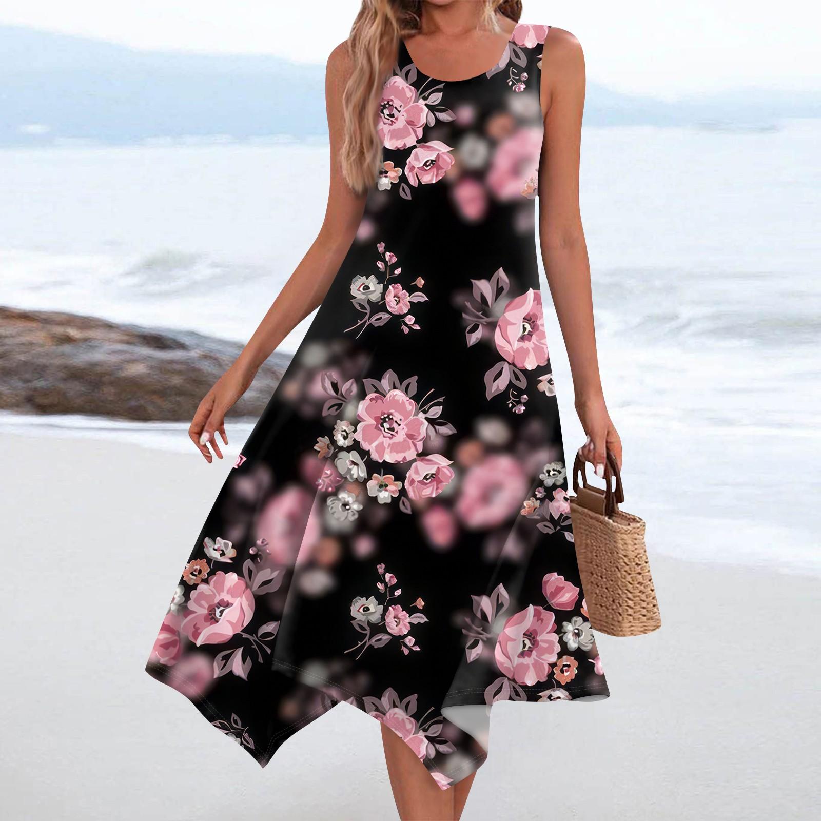 Женское повседневное модное платье миди без рукавов с круглым вырезом и цветочным принтом, нерегулярный подол S розовый
Женское повседневное модное платье миди без рукавов с круглым вырезом и цветочным принтом, нерегулярный подол S розовый