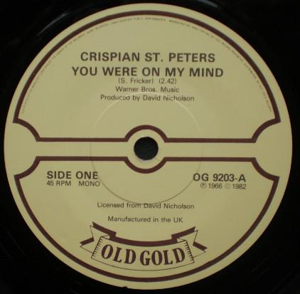 7inch Record CRISPIAN ST. PETERS - You Were On My Mind / Pied Piper OG9203 Old Gold UK Rock Used
7inch Record CRISPIAN ST. PETERS - You Were On My Mind / Pied Piper OG9203 Old Gold UK Rock Used