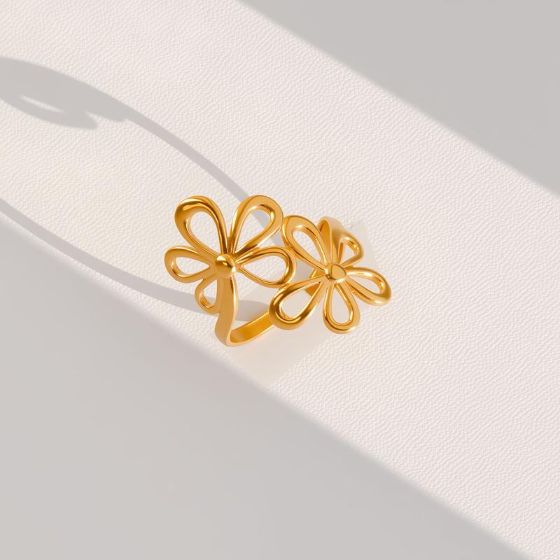 Luxury Dual Flower Hollow Adjustable Open Rings for Women Minimalist Stainless Steel Rings Waterproof Hand Zircon Party золотой
Luxury Dual Flower Hollow Adjustable Open Rings for Women Minimalist Stainless Steel Rings Waterproof Hand Zircon Party золотой