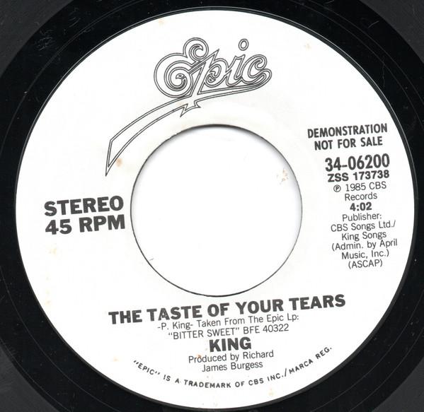 7inch Record KING - The Taste Of Your Tears 3406200PROMO Epic 1985 US Dance & Electronica Used
7inch Record KING - The Taste Of Your Tears 3406200PROMO Epic 1985 US Dance & Electronica Used