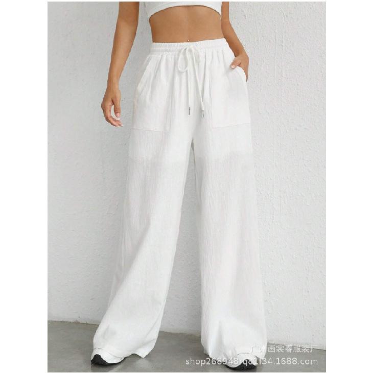 Women s casual solid color drawstring straight-leg flared pocket casual pants, casual and stylish S белый
Women s casual solid color drawstring straight-leg flared pocket casual pants, casual and stylish S белый