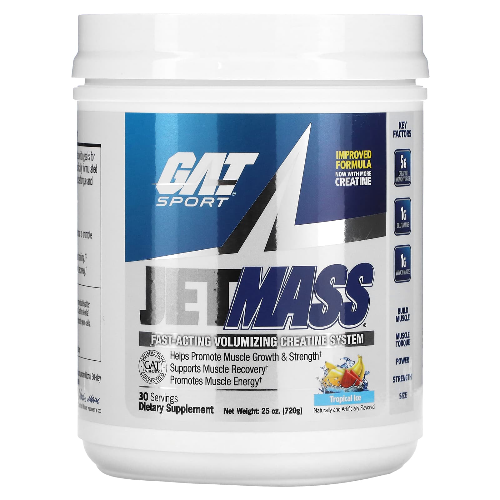 GAT, JetMASS, Rapid Acting Volumizing Creatine System, Tropical Ice, 25 oz (720 g)
GAT, JetMASS, Rapid Acting Volumizing Creatine System, Tropical Ice, 25 oz (720 g)