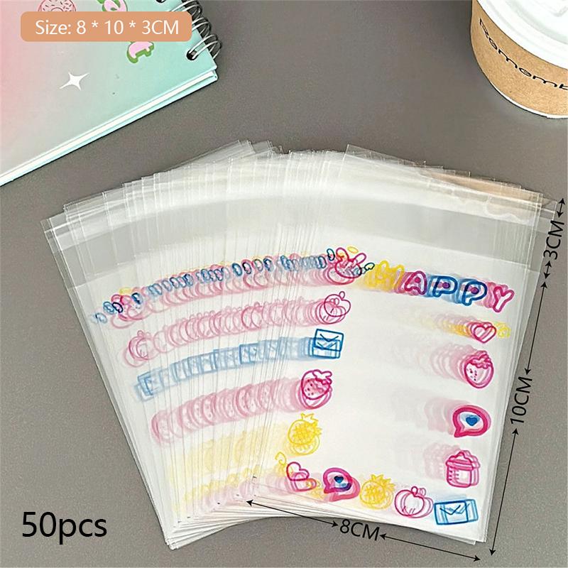 20/50/100 шт. Прозрачные чехлы Kawaii, милые чехлы для фотокарточек, защитный чехол для хранения фотографий Idol, самоклеящийся пакет с рисунком граффити A4