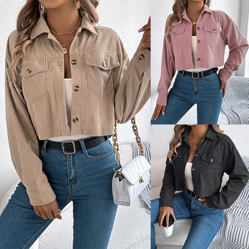 Women Spring Autumn Casual Long Sleeve Lapel Solid Color Pocket Corduroy Jacket Coat S чорний
Women Spring Autumn Casual Long Sleeve Lapel Solid Color Pocket Corduroy Jacket Coat S чорний