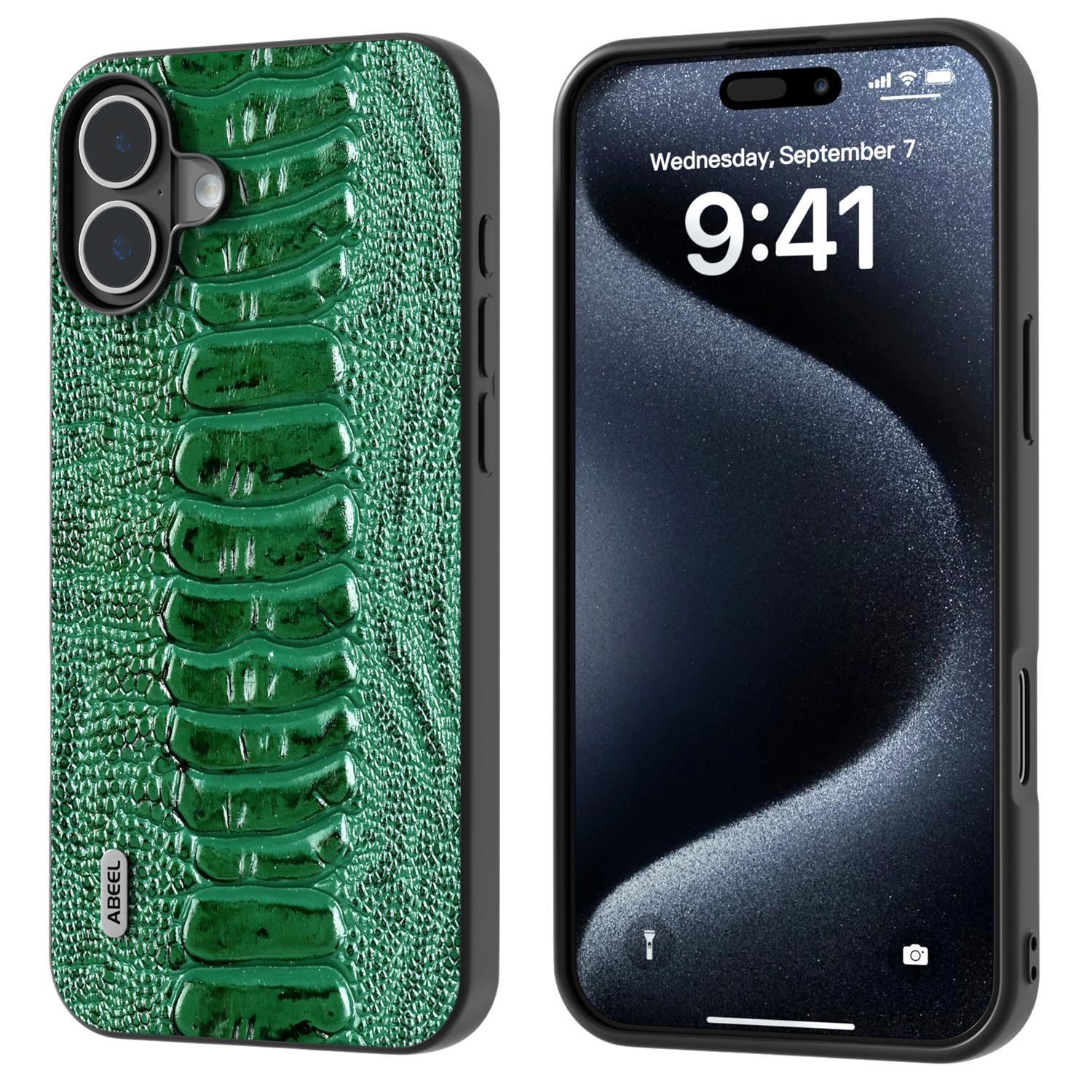 For iPhone 16 Plus Case Genuine Cow Leather Back Phone Cover Crocodile Texture Green
For iPhone 16 Plus Case Genuine Cow Leather Back Phone Cover Crocodile Texture Green