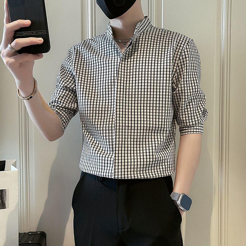 Повседневные клетчатые рубашки со стойкой воротником, мужская одежда, однобортные, летние шикарные, контрастных цветов, корейские, с рукавом до локтя, рубашки для работы S чёрный
Повседневные клетчатые рубашки со стойкой воротником, мужская одежда, однобортные, летние шикарные, контрастных цветов, корейские, с рукавом до локтя, рубашки для работы S чёрный