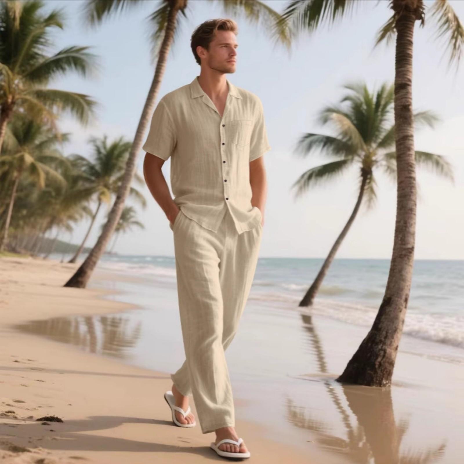 Men s Linen Suit, Loose Pocket Button Short-sleeved Shirt, Elastic Waist Casual Trousers, Color Breathable Men s Two-piece Set L хаки
Men s Linen Suit, Loose Pocket Button Short-sleeved Shirt, Elastic Waist Casual Trousers, Color Breathable Men s Two-piece Set L хаки