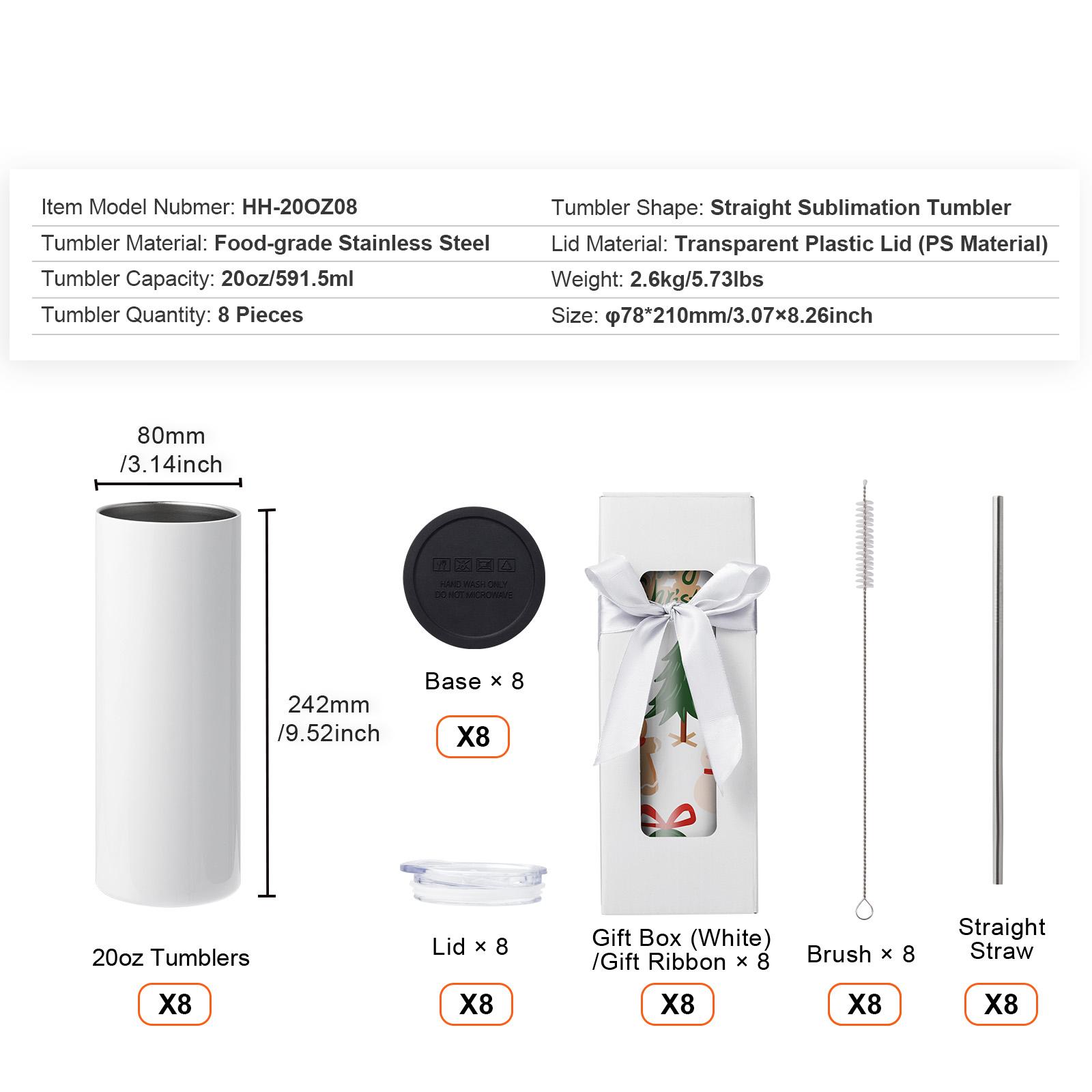 SucceBuy 8/12/14/16/24/50PC Straight Sublimation Tumblers Blank Tumbler Bulk Stainless Steel Double Tumbler Cups Heat Transfer 501-600ml
SucceBuy 8/12/14/16/24/50PC Straight Sublimation Tumblers Blank Tumbler Bulk Stainless Steel Double Tumbler Cups Heat Transfer 501-600ml