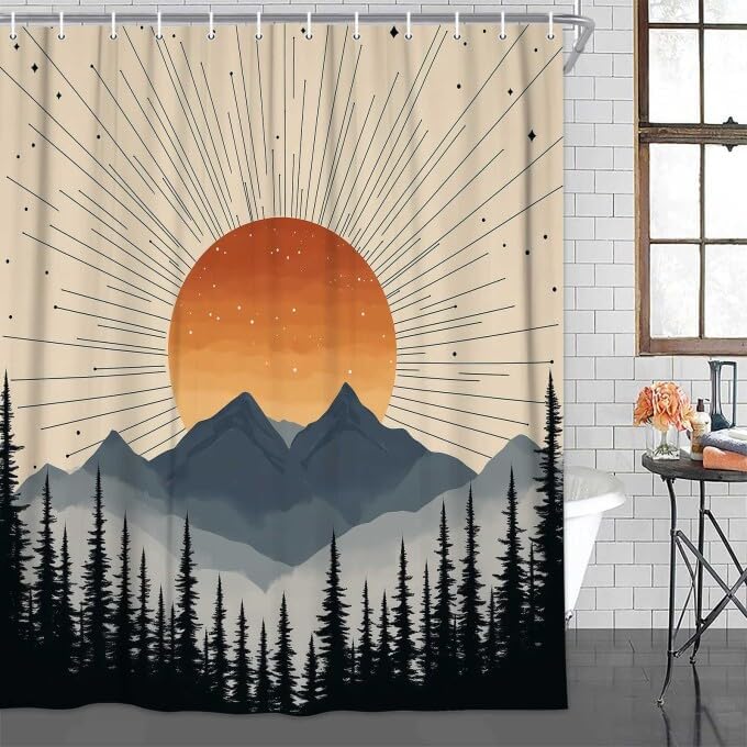 Mid Century Shower Curtain, Abstract Moutain Shower Curtain Sets Boho Sunset Bathroom Curtain, Waterproof Boho Minimalist Bath W60H190(CM)-1 Pcs
Mid Century Shower Curtain, Abstract Moutain Shower Curtain Sets Boho Sunset Bathroom Curtain, Waterproof Boho Minimalist Bath W60H190(CM)-1 Pcs