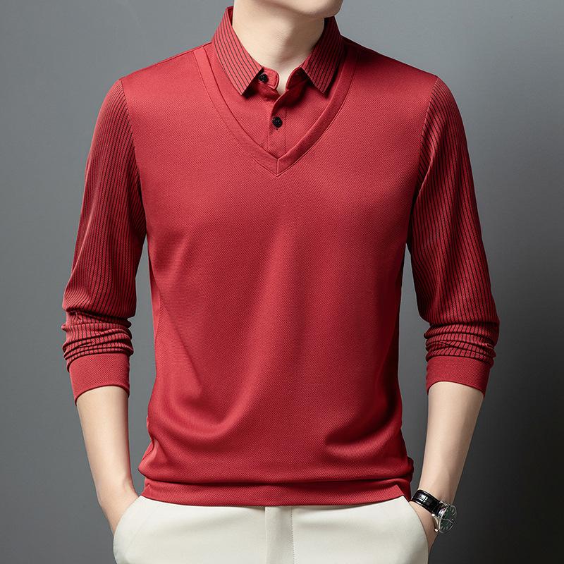 Spring/Summer New Style Striped Fake Two-Piece Long-Sleeved T-shirt, Business Casual Polo Shirt, Loose Men s Shirt M красный
Spring/Summer New Style Striped Fake Two-Piece Long-Sleeved T-shirt, Business Casual Polo Shirt, Loose Men s Shirt M красный