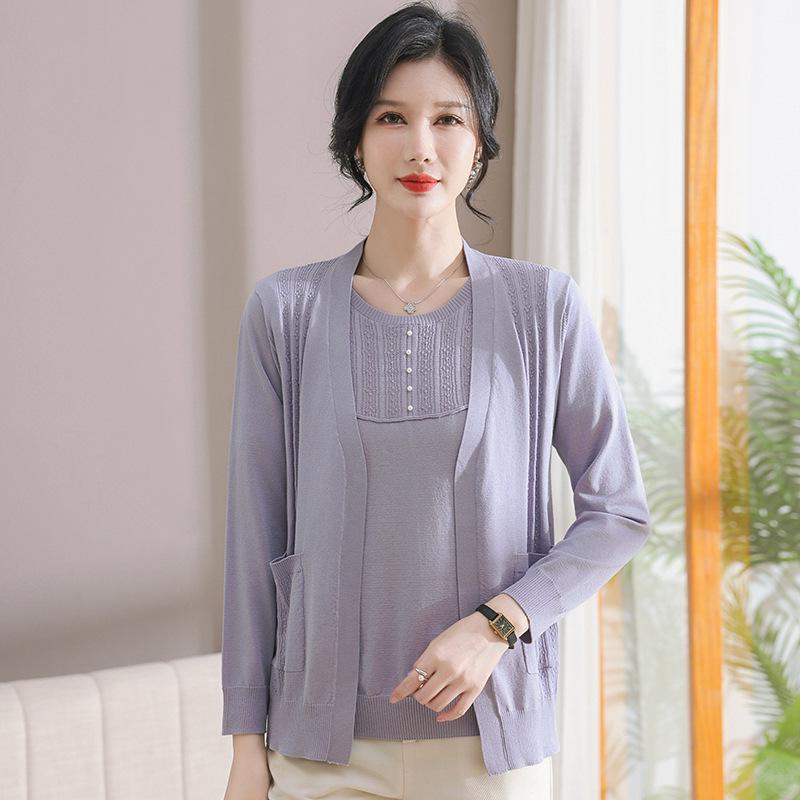 Women s Knitted Suit: Stylish Two-Piece Sweater Set for Middle-Aged & Elderly - Lightweight Spring Top. XL (recommended 100-110 jin) орхидейный/фиолетовый
Women s Knitted Suit: Stylish Two-Piece Sweater Set for Middle-Aged & Elderly - Lightweight Spring Top. XL (recommended 100-110 jin) орхидейный/фиолетовый