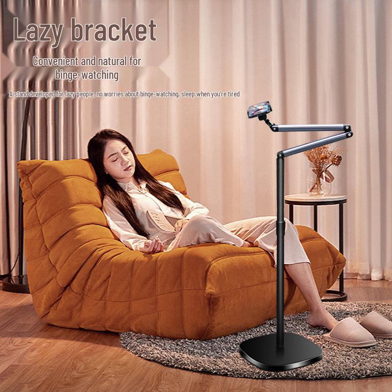 Floor Standing Cantilever Bracket for Tablets and Phones - Multi-functional Folding Stand for Live Streaming or Watching TV Black (Phone Holder)
Floor Standing Cantilever Bracket for Tablets and Phones - Multi-functional Folding Stand for Live Streaming or Watching TV Black (Phone Holder)