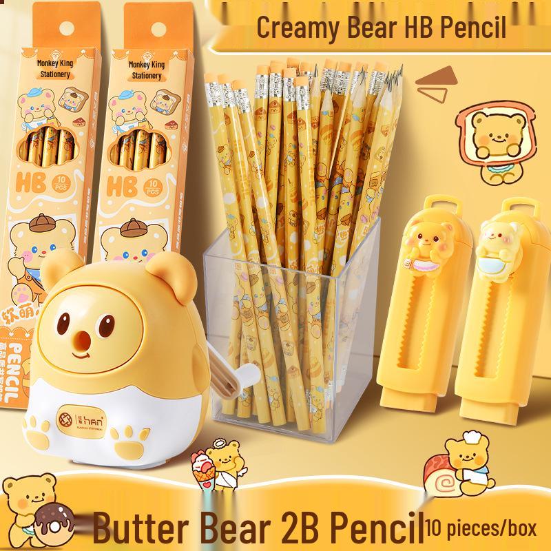 Карандаши для экзамена Butter Bear 2B с ластиком - Милый мультяшный дизайн, упаковка 10 штук для учеников начальной школы 2B
Карандаши для экзамена Butter Bear 2B с ластиком - Милый мультяшный дизайн, упаковка 10 штук для учеников начальной школы 2B