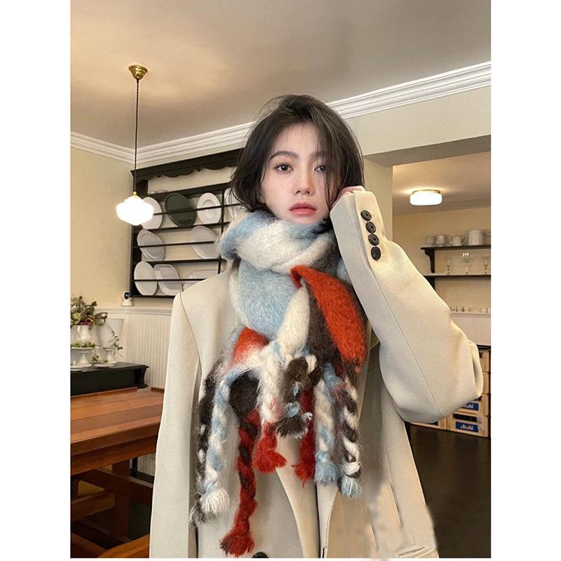 Autumn and winter new geometric splicing twist thick beard color versatile scarf scarf above 175cm
Autumn and winter new geometric splicing twist thick beard color versatile scarf scarf above 175cm